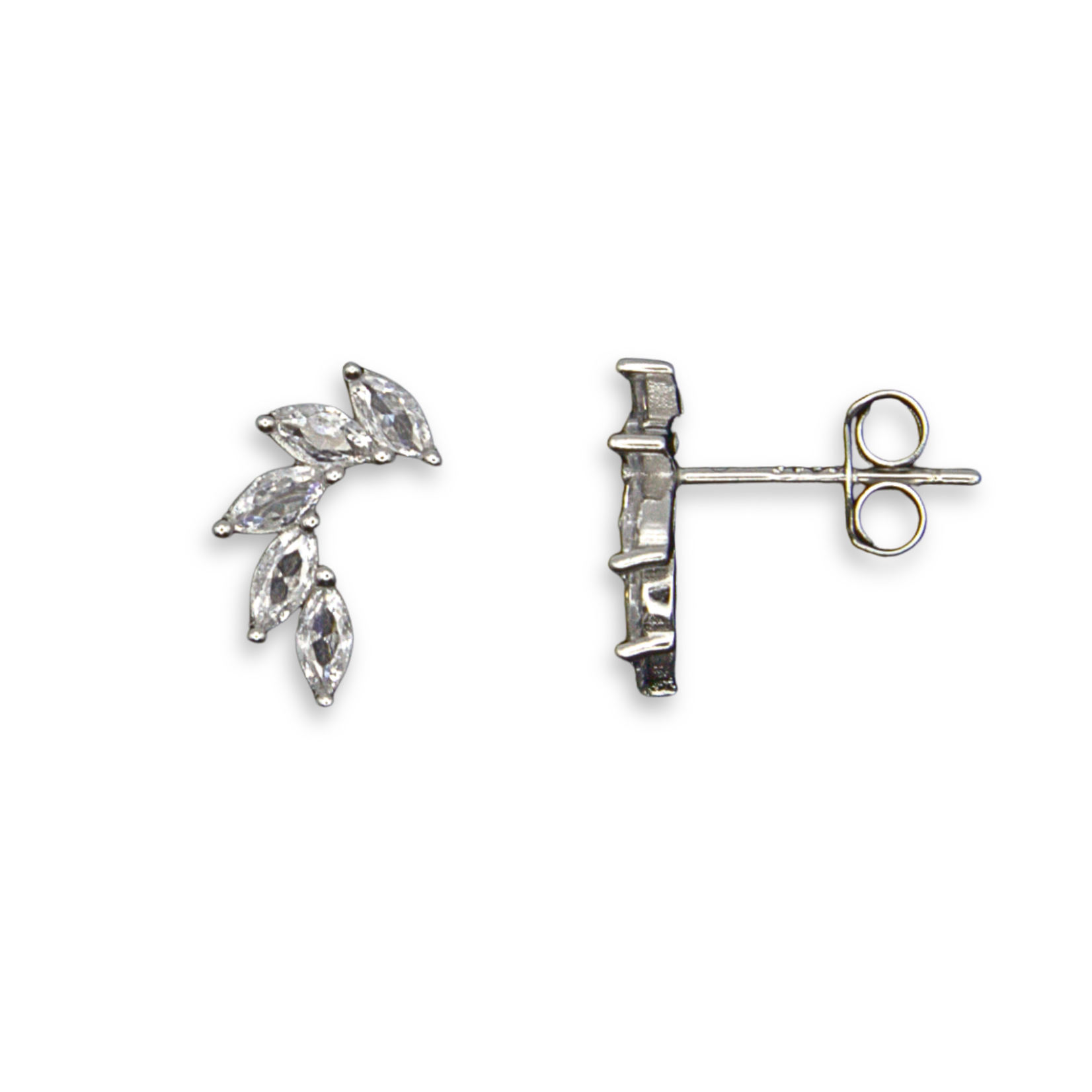 Sterling Silver Marquise CZ Climber Stud Earrings
