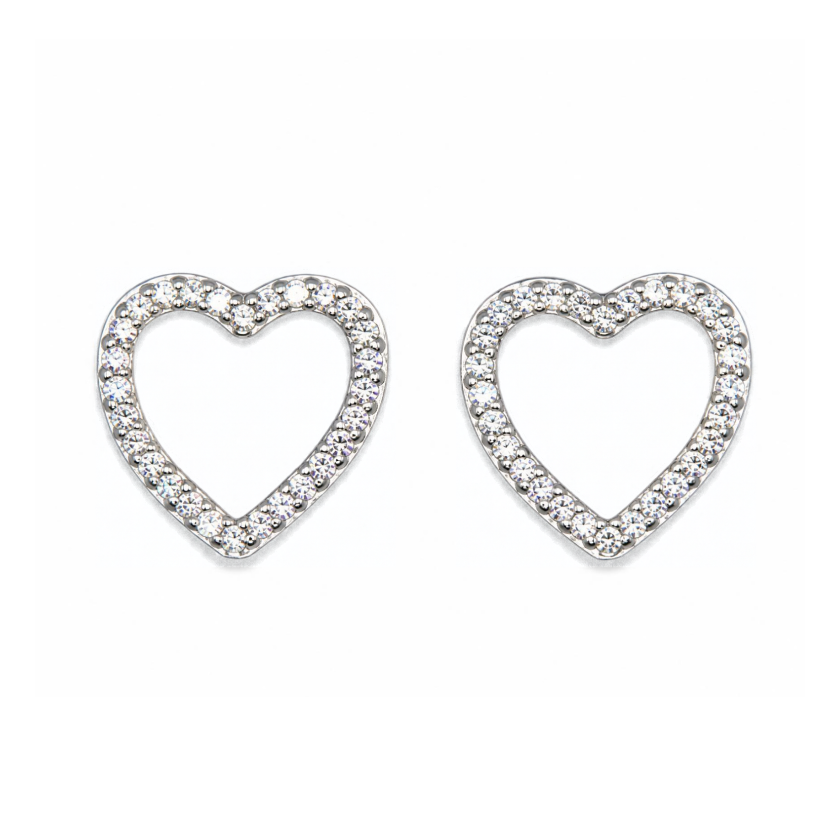 Silver Donna Ricardo Open Heart Stud Earrings (DRE1011)