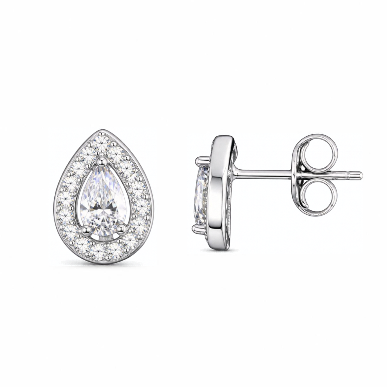 Silver Donna Ricardo Teardrop Stud Earrings (DRE9004)