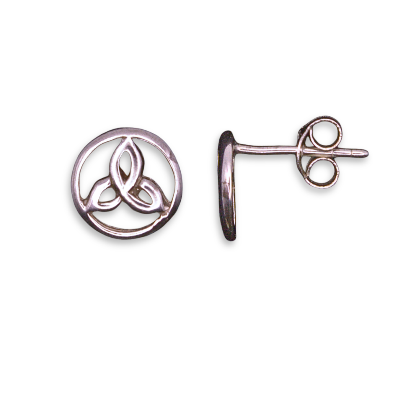 Sterling Silver Celtic Trinity Knot Stud Earrings, triquetra within circular border, butterfly back fitting (Copy)