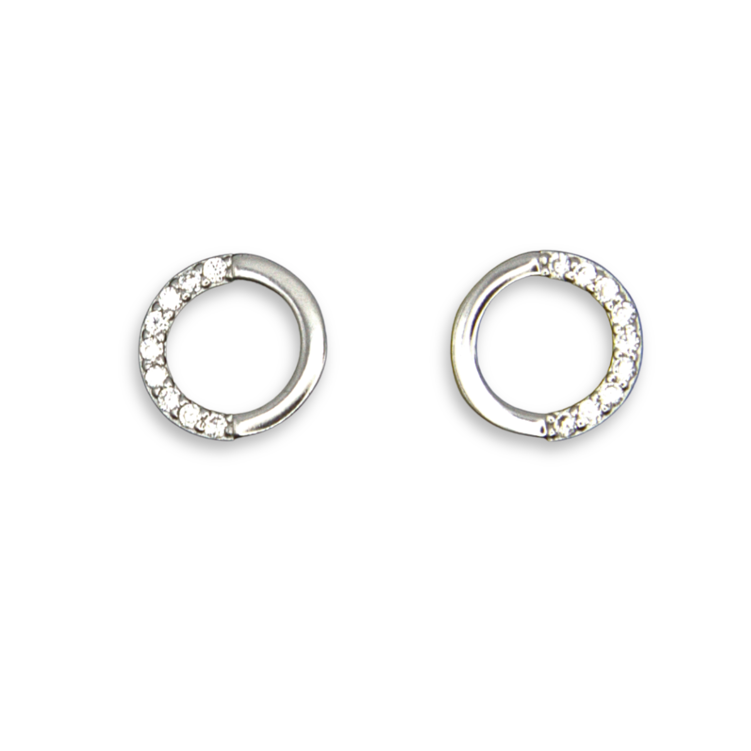 Silver Donna Ricardo Circle Stud Earrings (DRE3002)
