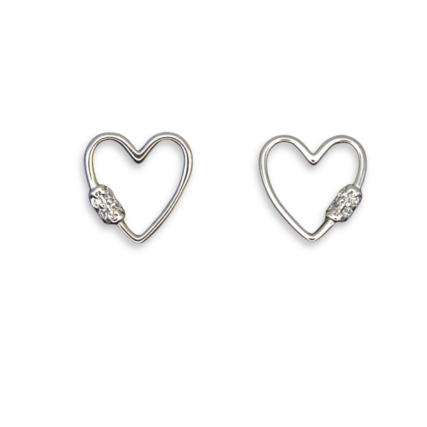 Silver Donna Ricardo Heart Stud Earrings (DRE1005)