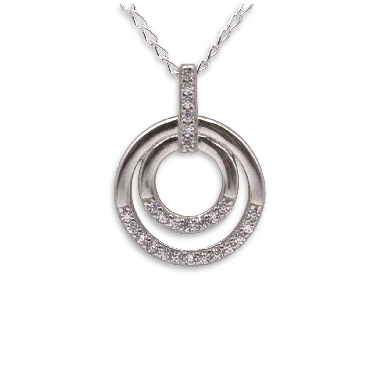 Silver Donna Ricardo Double Circle Pendant (DRP3001)