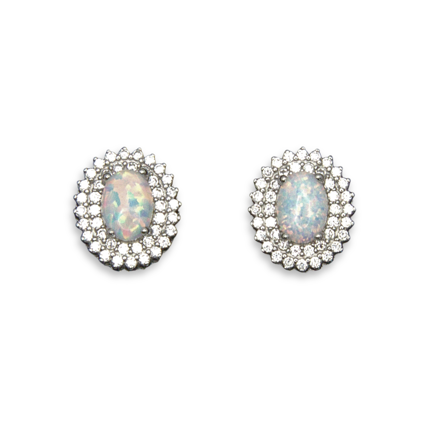 Silver Donna Ricardo Synthetic Opal Stud Earrings (DRE9039)