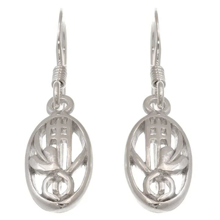 Sterling Silver Charles Rennie Mackintosh Oval Drop Earrings - 15mm (1).webp