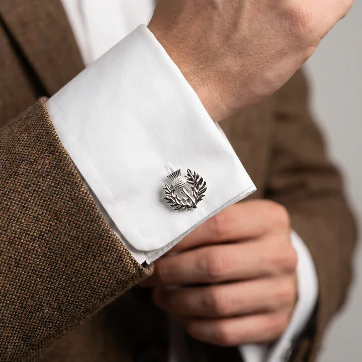 Sterling Silver Scottish Thistle Cufflinks - 15mm (3).webp