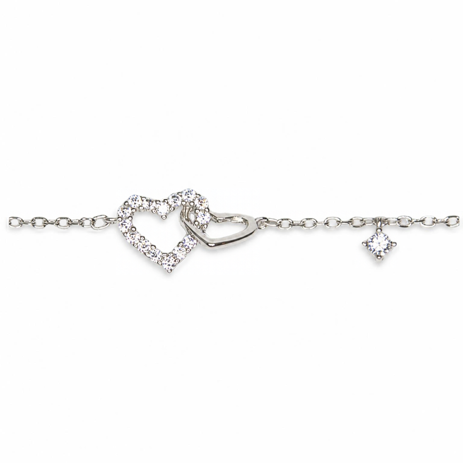 Silver Donna Ricardo Double Heart Bracelet (DRB1008)