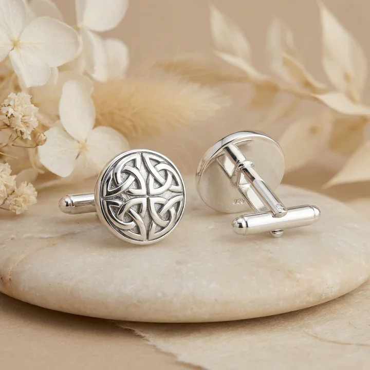 Sterling Silver Scottish Celtic Circle Cufflinks - 15mm (2).webp