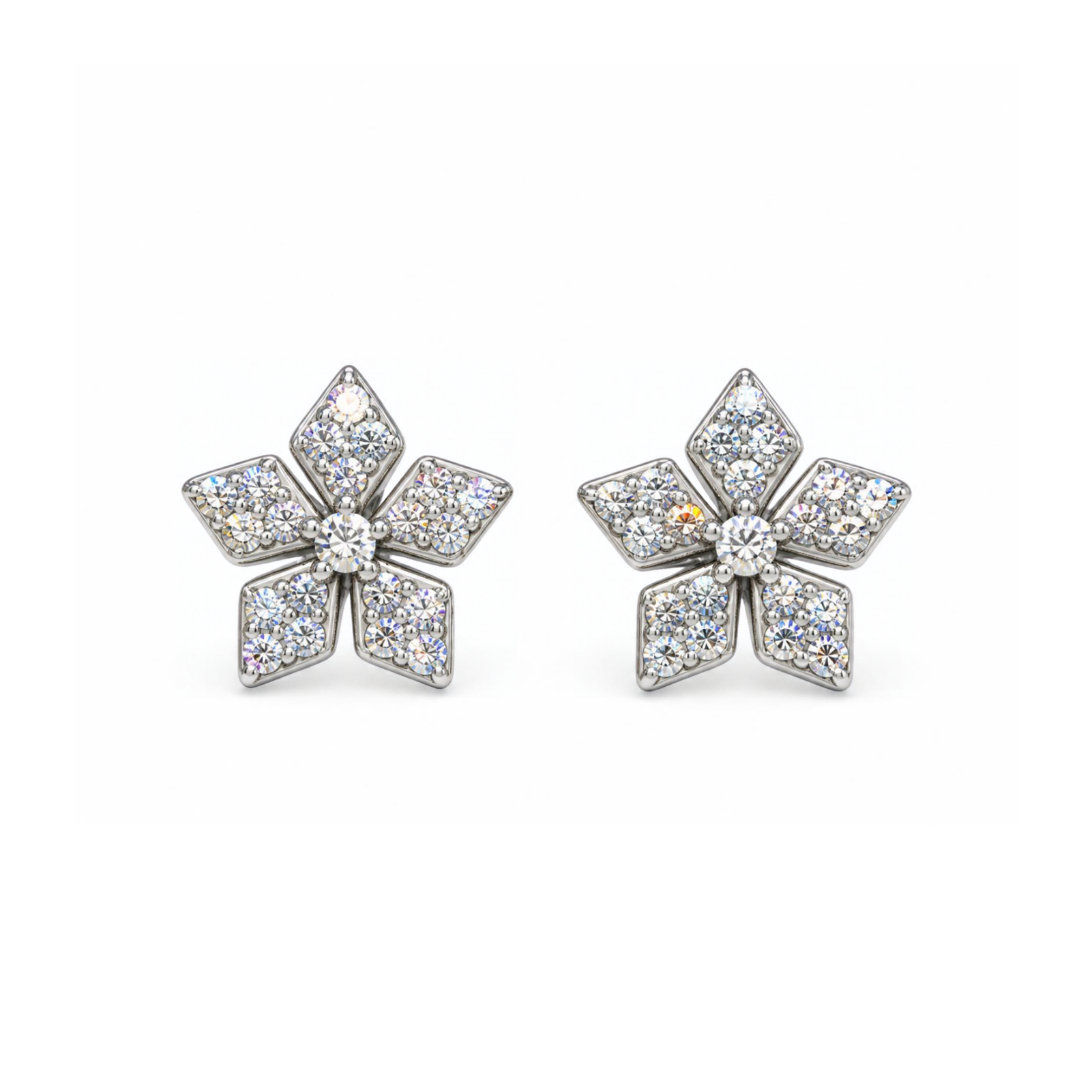 Silver Donna Ricardo Flower Stud Earrings (DRE9016)