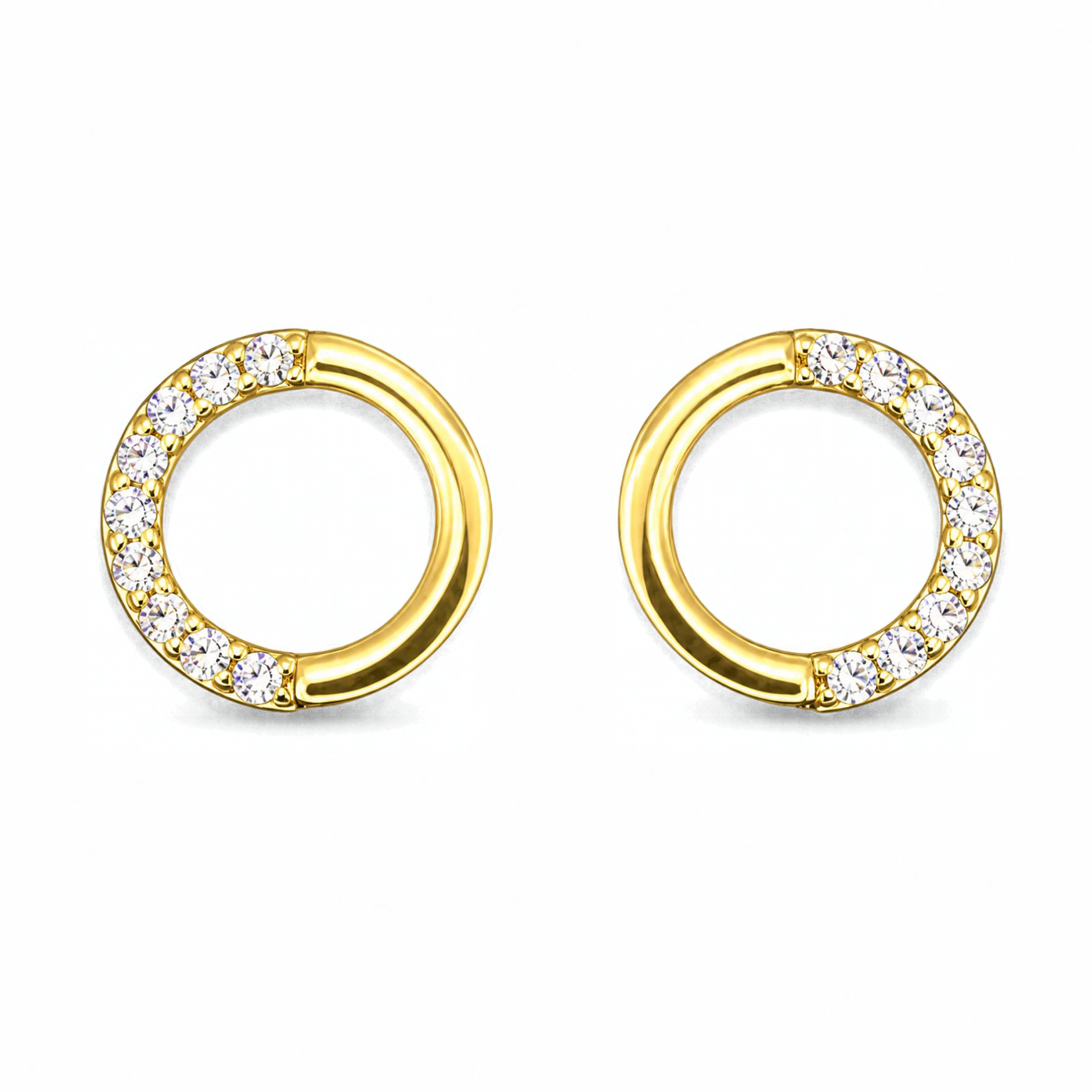 Silver Donna Ricardo Gold Plated Open Circle Stud Earrings (DRE3008)