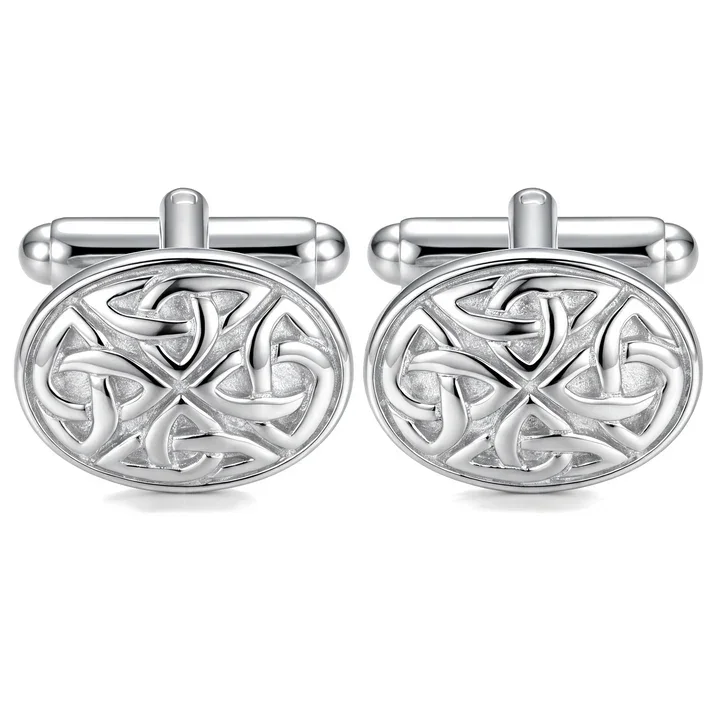 Sterling Silver Scottish Celtic Oval Cufflinks - 12mm (1).webp