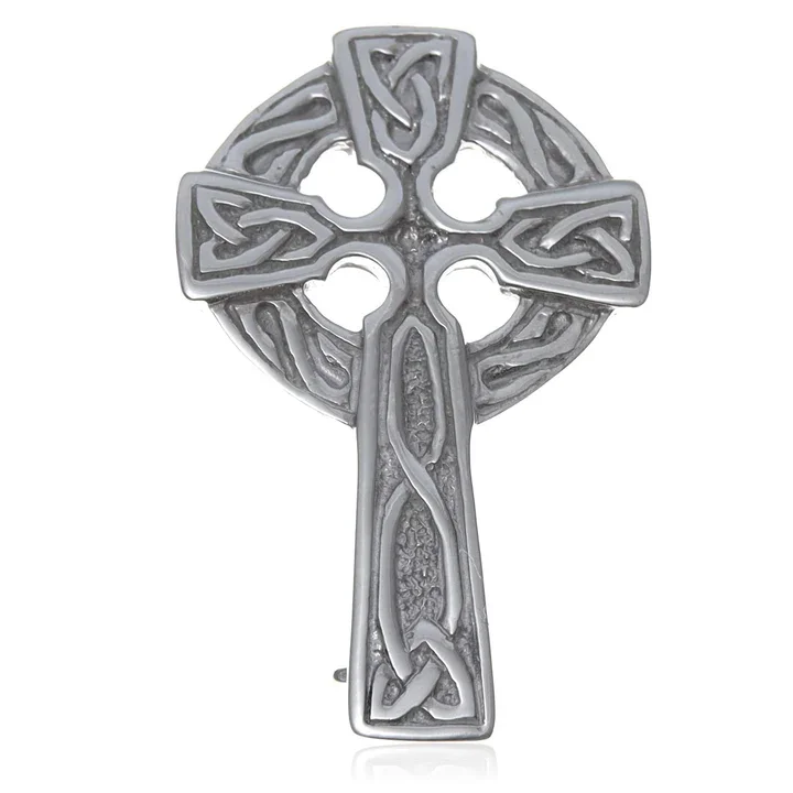 Sterling Silver Celtic Cross Brooch - 35mm (1).webp