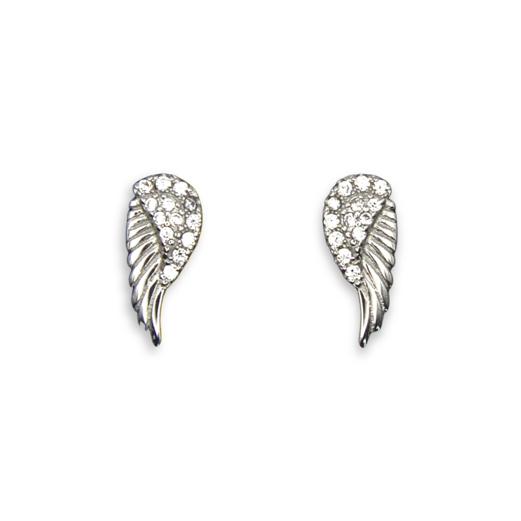 Silver Donna Ricardo Angel Wing Stud Earrings (DRE9041)