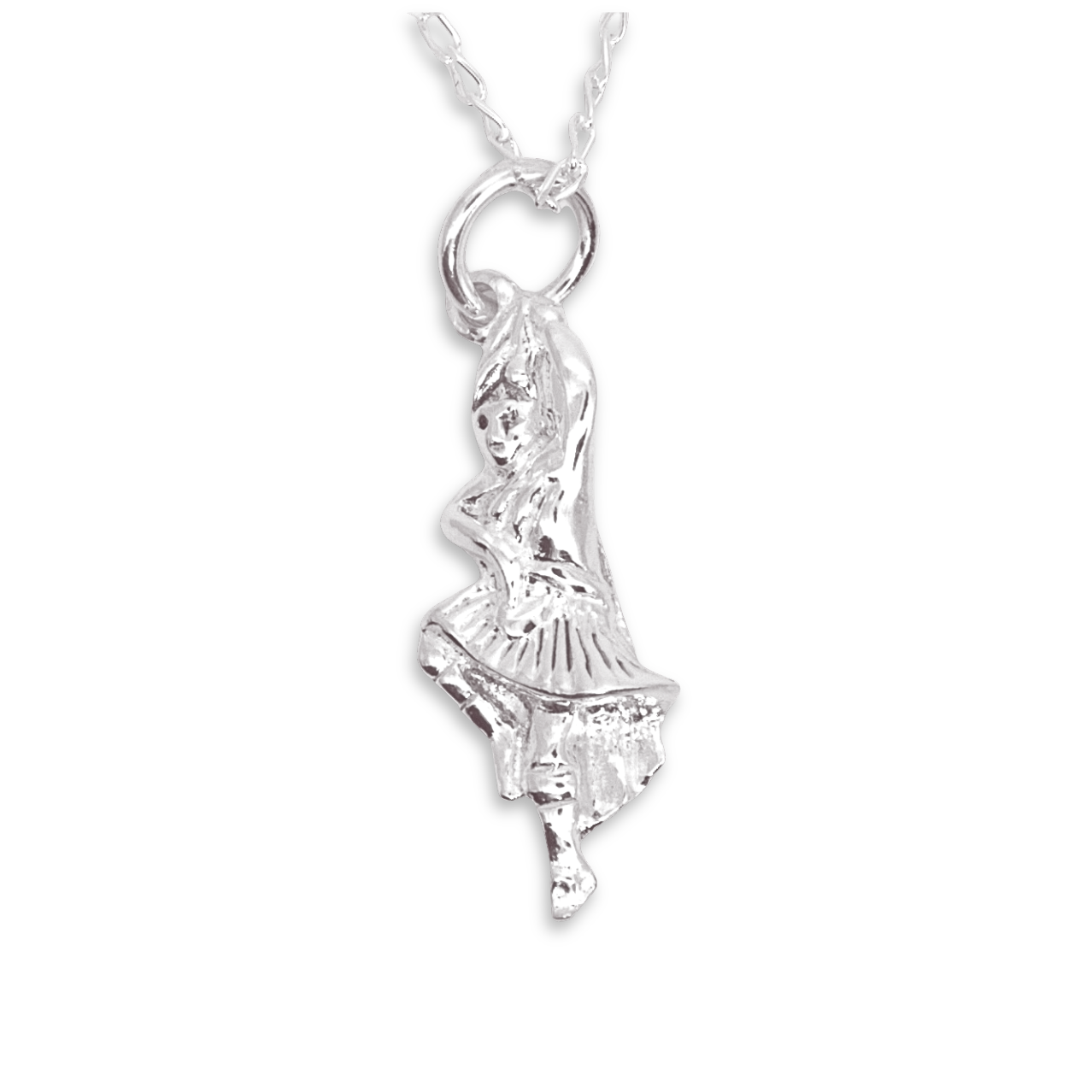Sterling Silver Scottish Dancer Pendant, 3D figural design, 23.0mm