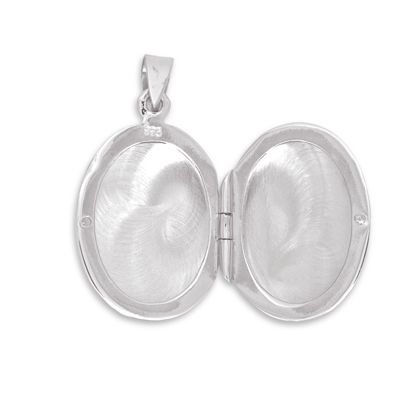 Sterling Silver Oval Locket, hand engraved design, internal photo pockets shown