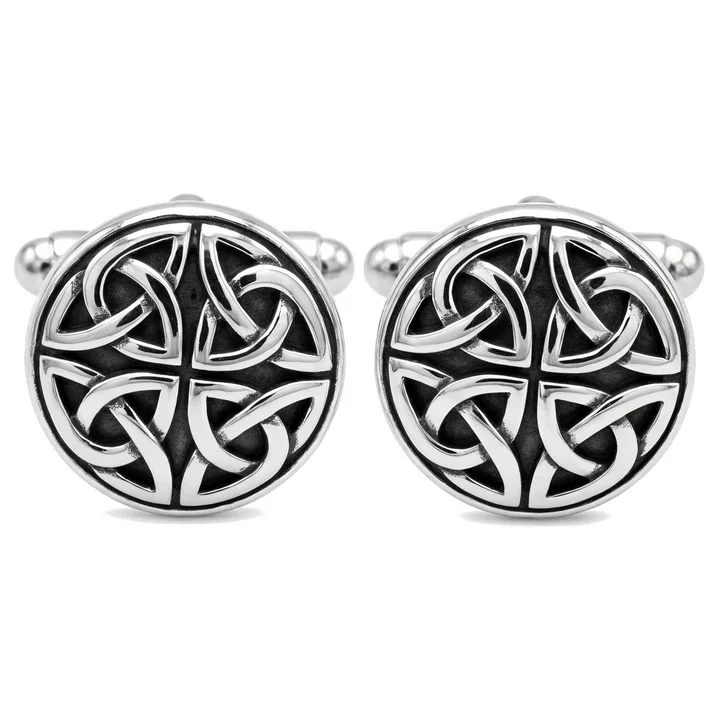 Sterling Silver Scottish Celtic Black Oxidised Circle Cufflinks - 15mm (1).webp