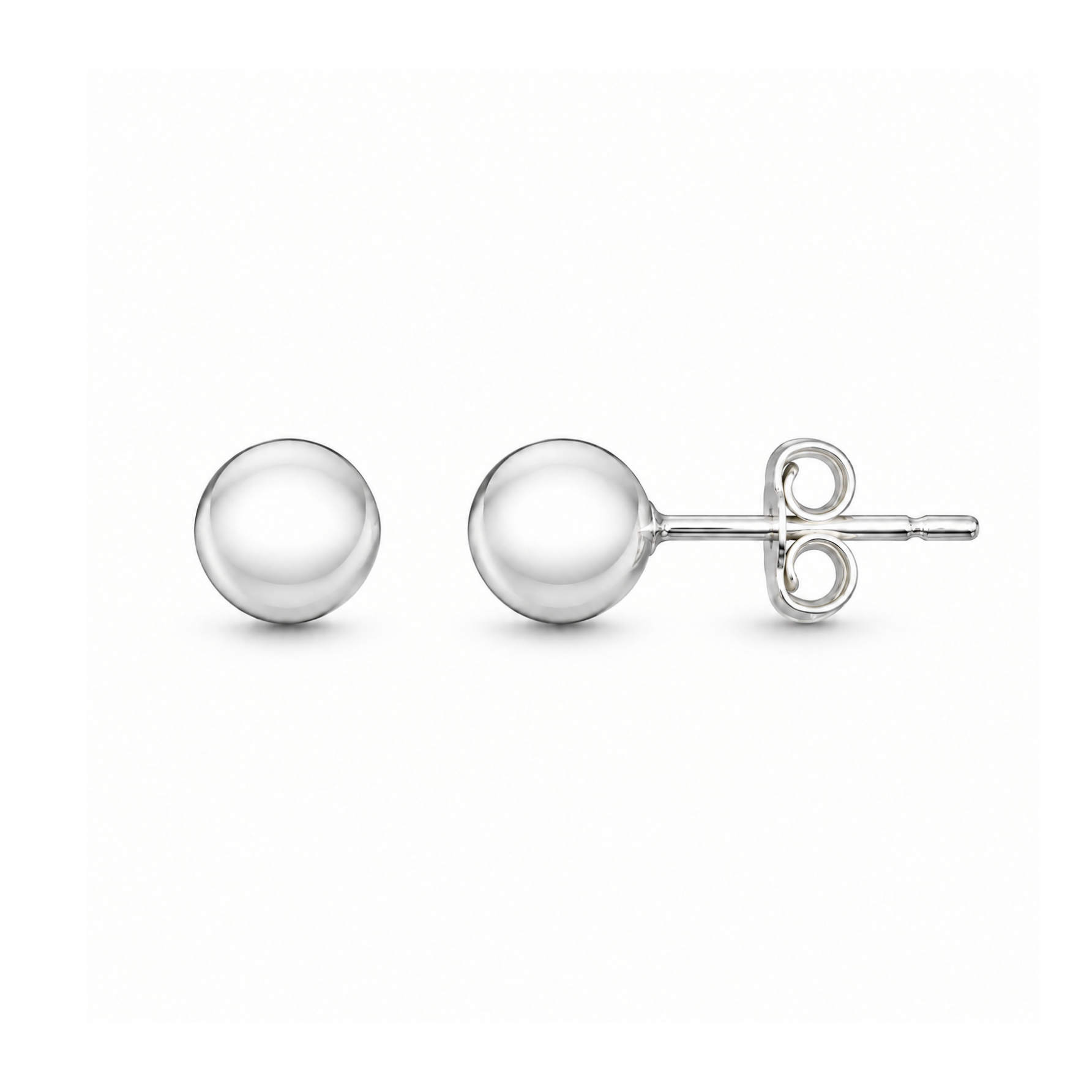 Sterling Silver Ball Stud Earrings, Polished Finish