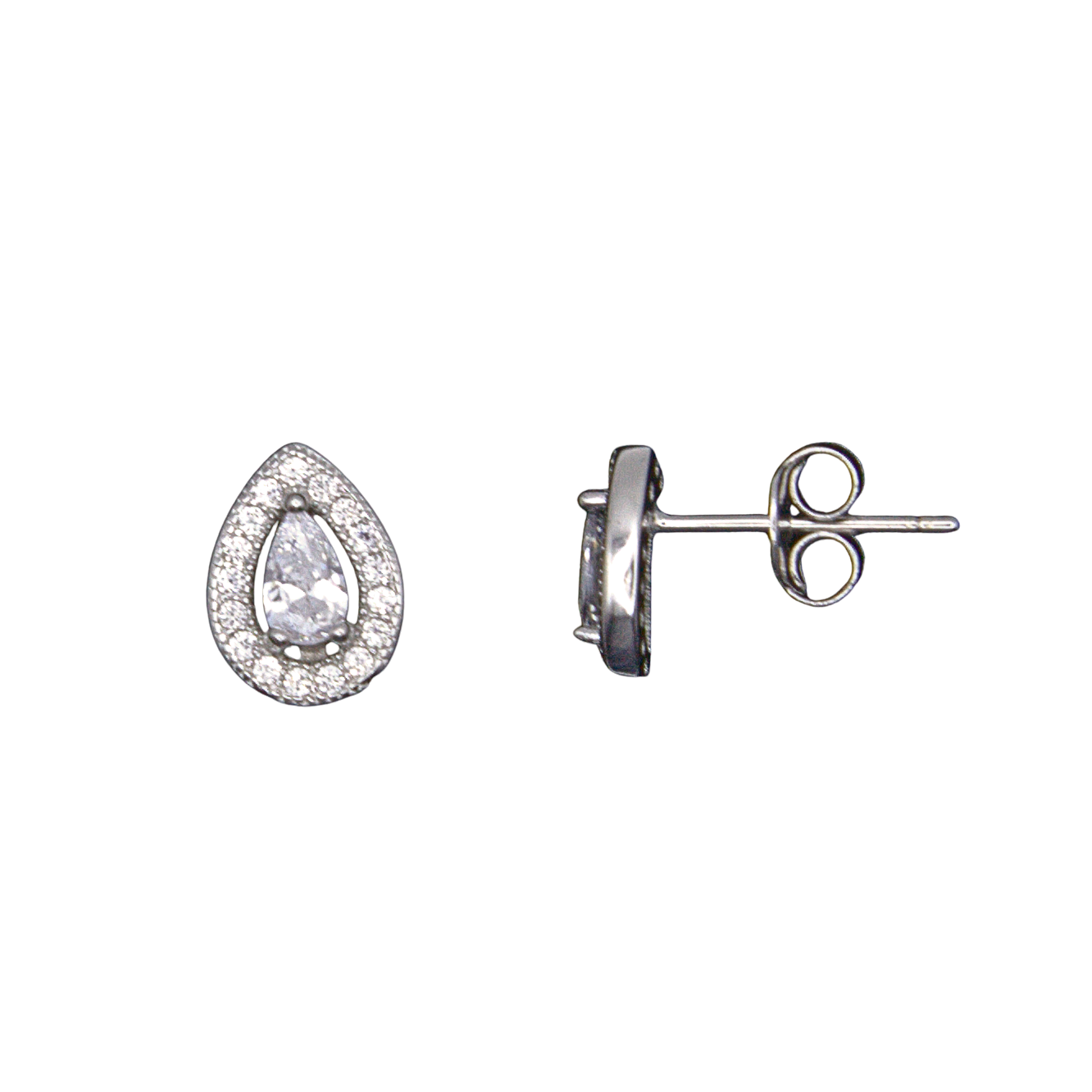 Silver Donna Ricardo Teardrop Stud Earrings (DRE9004)