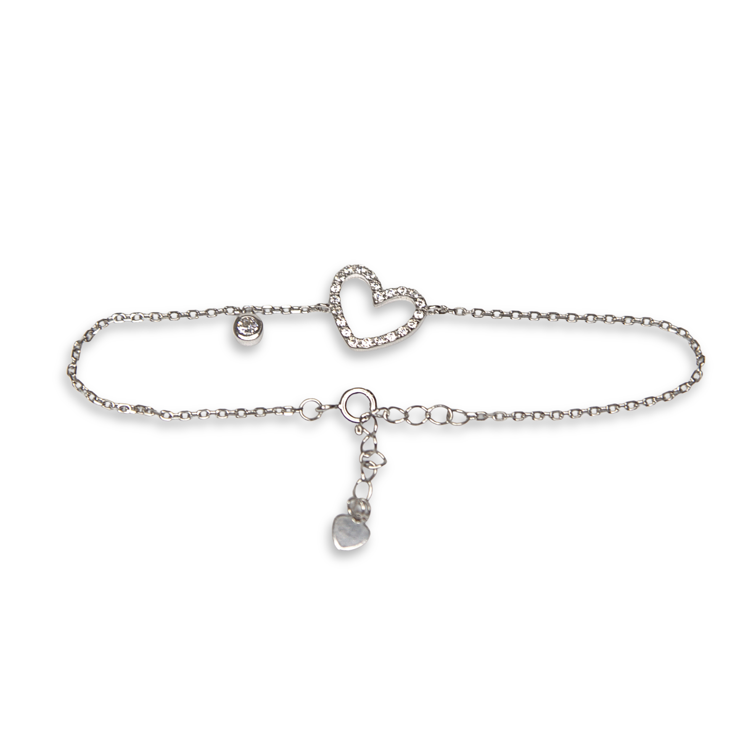 Sterling Silver Heart Bracelet and CZ