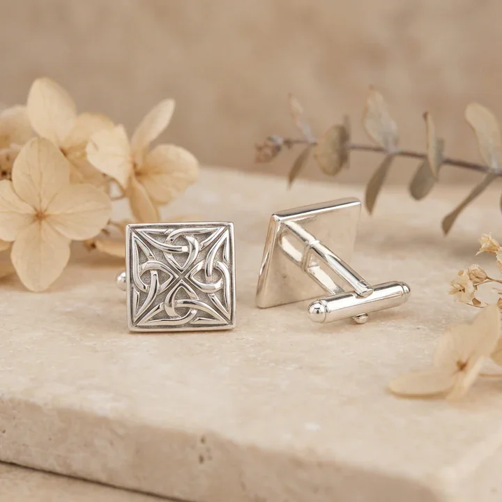 Sterling Silver Scottish Celtic Square Cufflinks - 15mm (2).webp