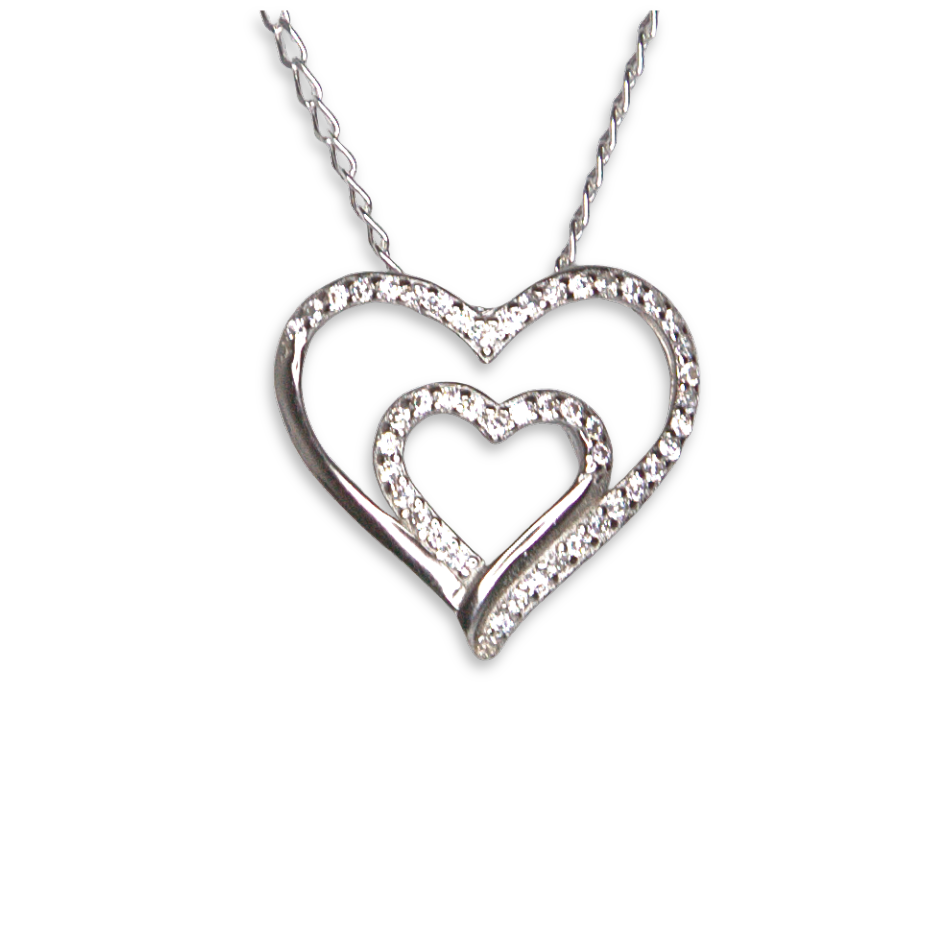 Silver Donna Ricardo Double Heart Pendant (DRP1005)