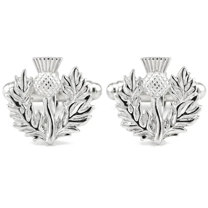 Sterling Silver Scottish Thistle Cufflinks - 15mm (1).webp