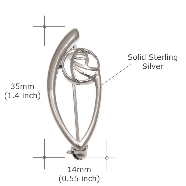 Sterling Silver Charles Rennie Mackintosh Stem Brooch - 35mm (3).webp