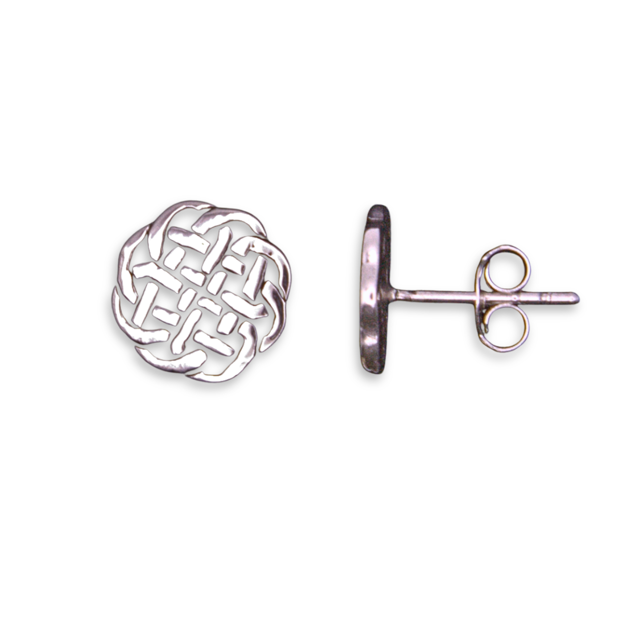Silver Celtic Knot Basketweave Stud Earring (SE1745)