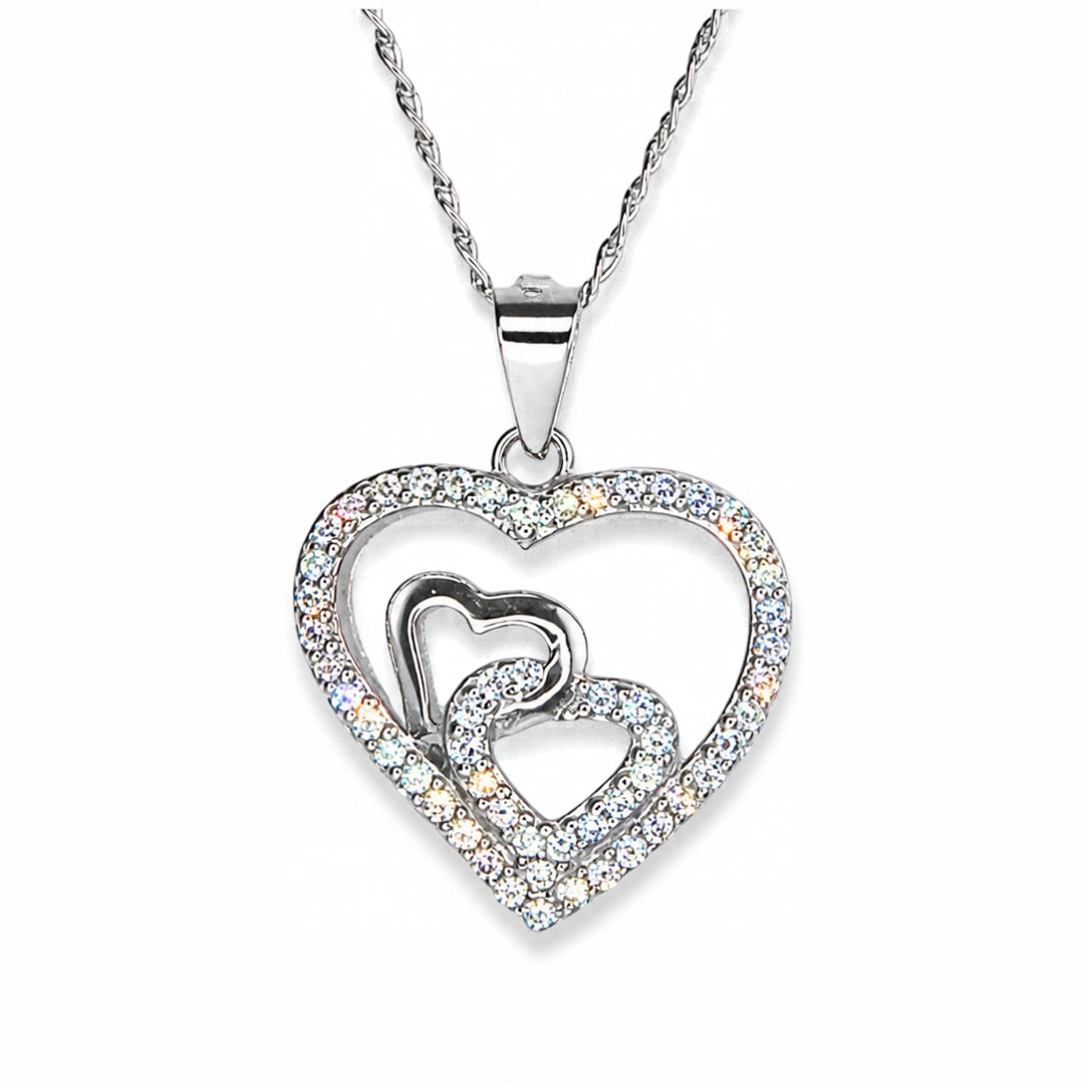 Silver Donna Ricardo Triple Heart Pendant (DRP1012)