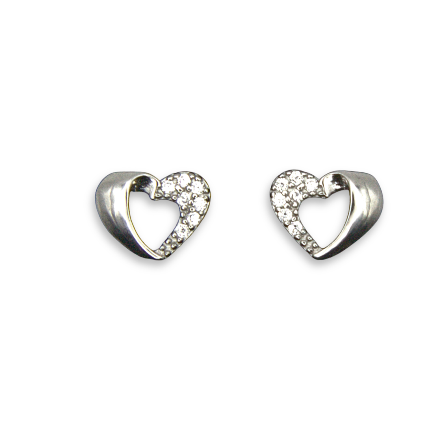 Silver Donna Ricardo Heart Stud Earrings (DRE1006)