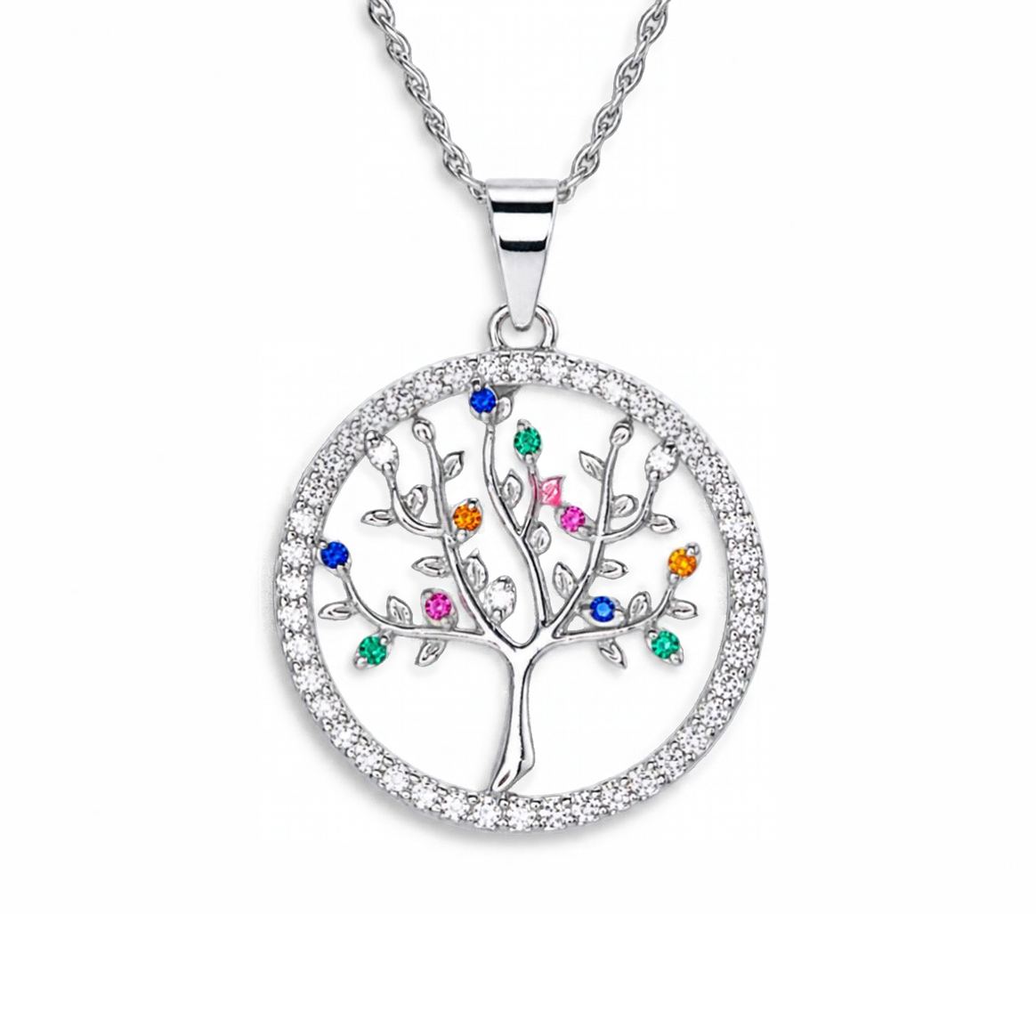 Silver Donna Ricardo Tree of Life Multi Colour Pendant (DRP5013)