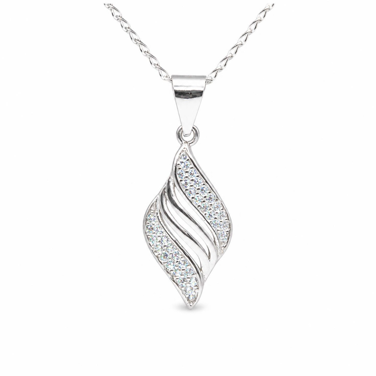 Silver Donna Ricardo Swirling Leaf Pendant (DRP9009)
