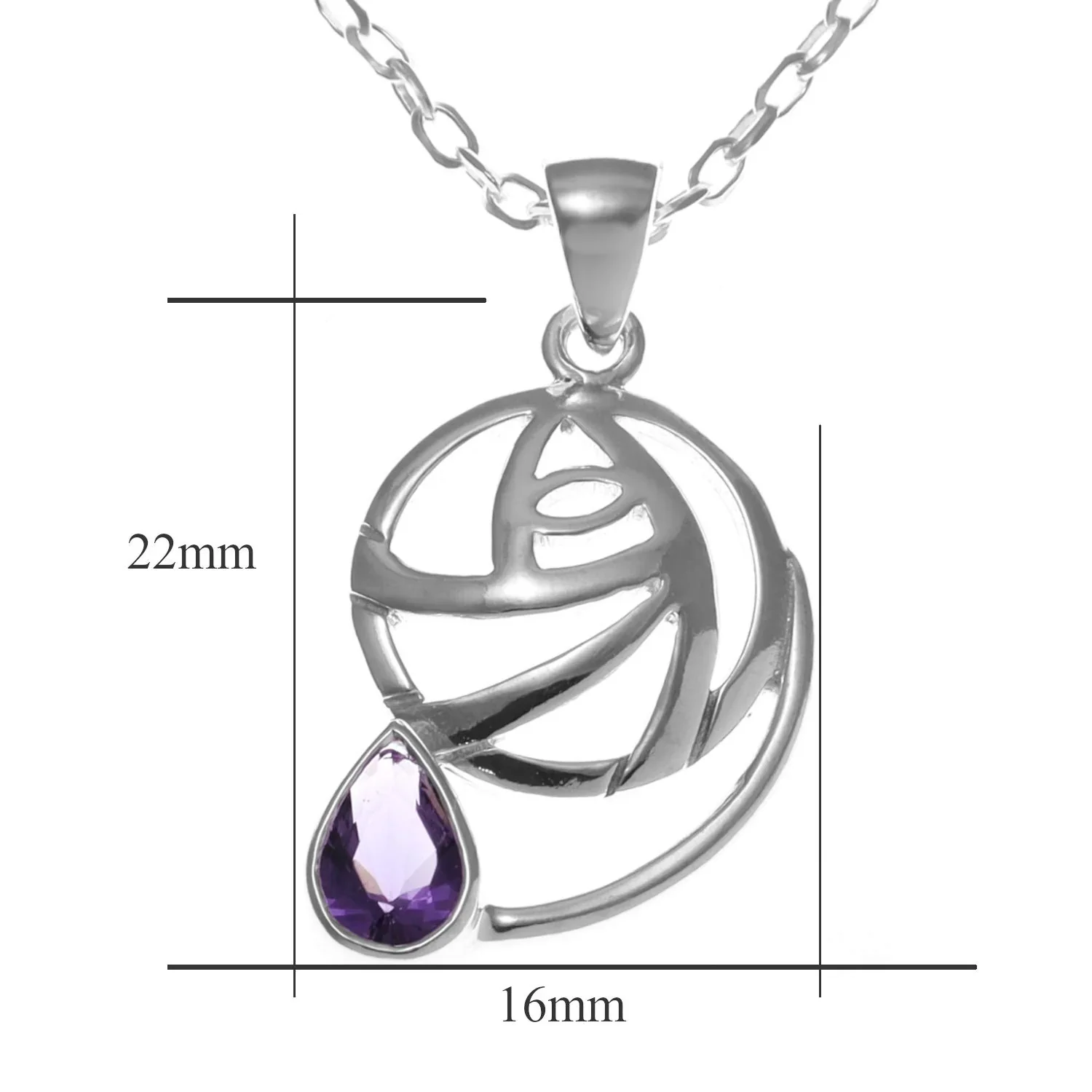 Sterling Silver & Amethyst Charles Rennie Mackintosh Circle Pendant - 22mm (4).webp