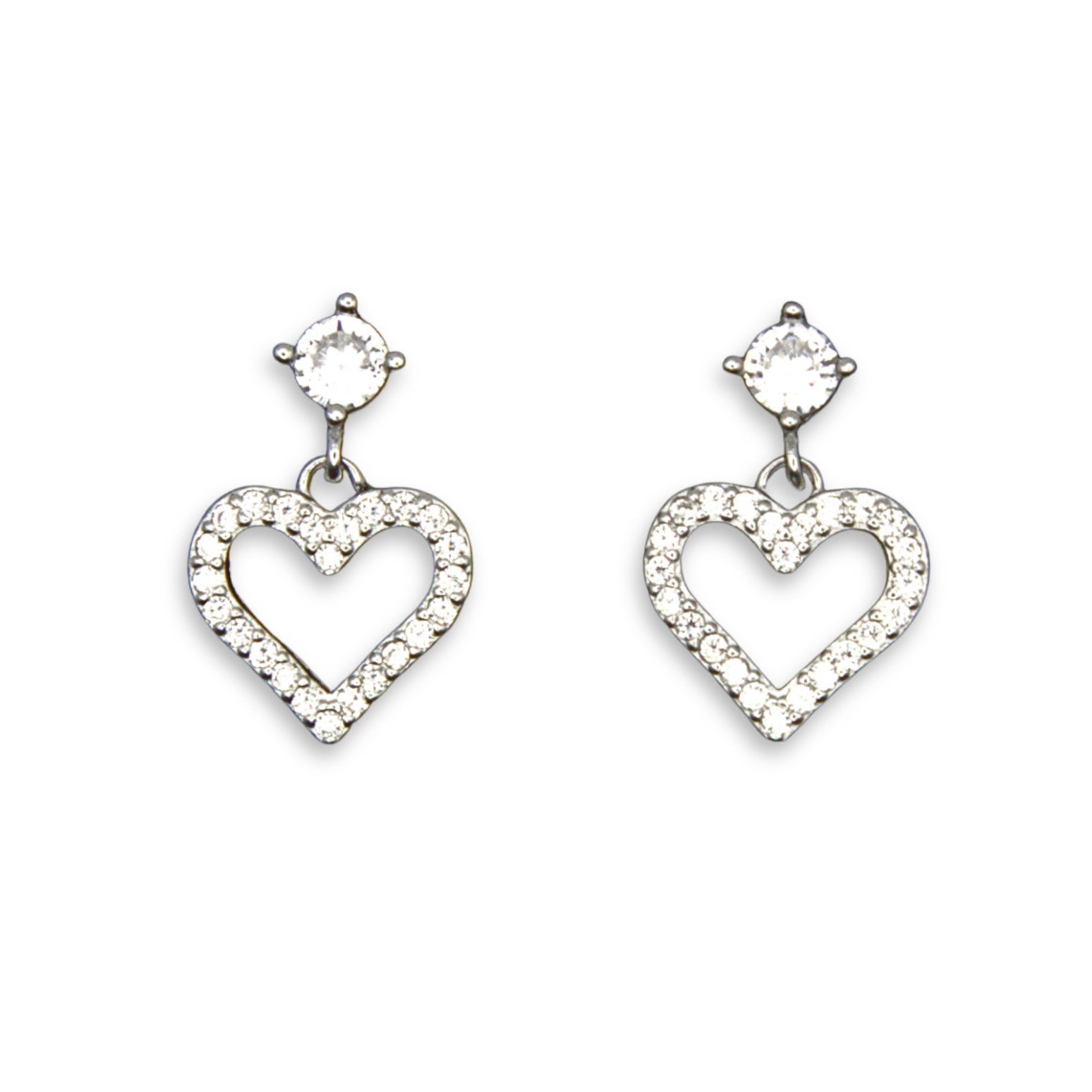 Silver Donna Ricardo Heart Stud Earrings (DRE1004)