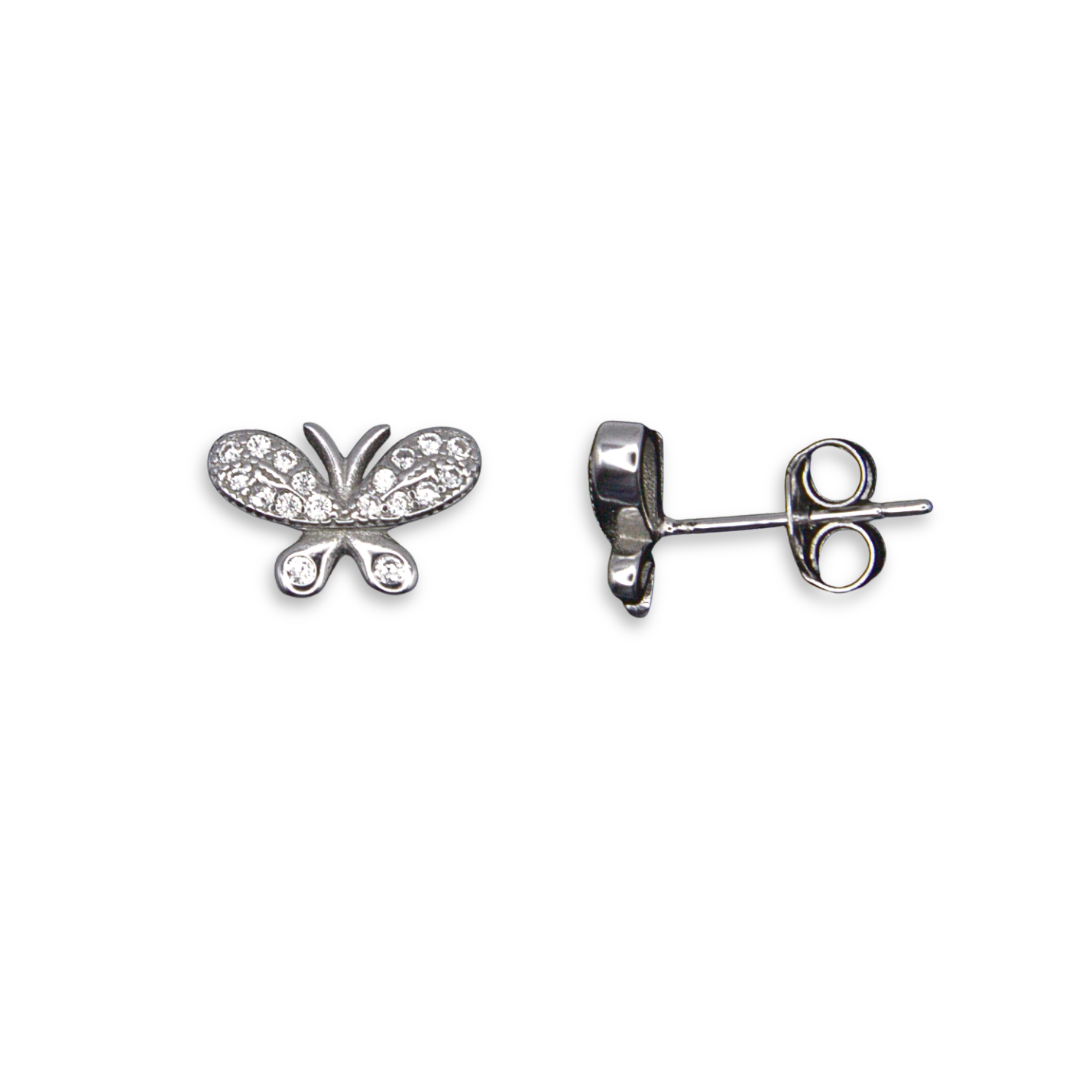 Silver Donna Ricardo Butterfly Stud Earrings (DRE9010)