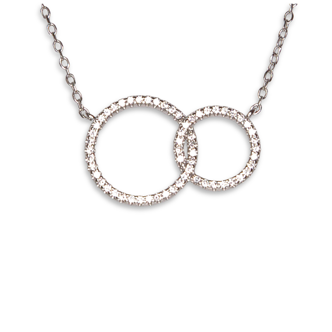 Silver Donna Ricardo Double Circle Necklet (DRN3002)
