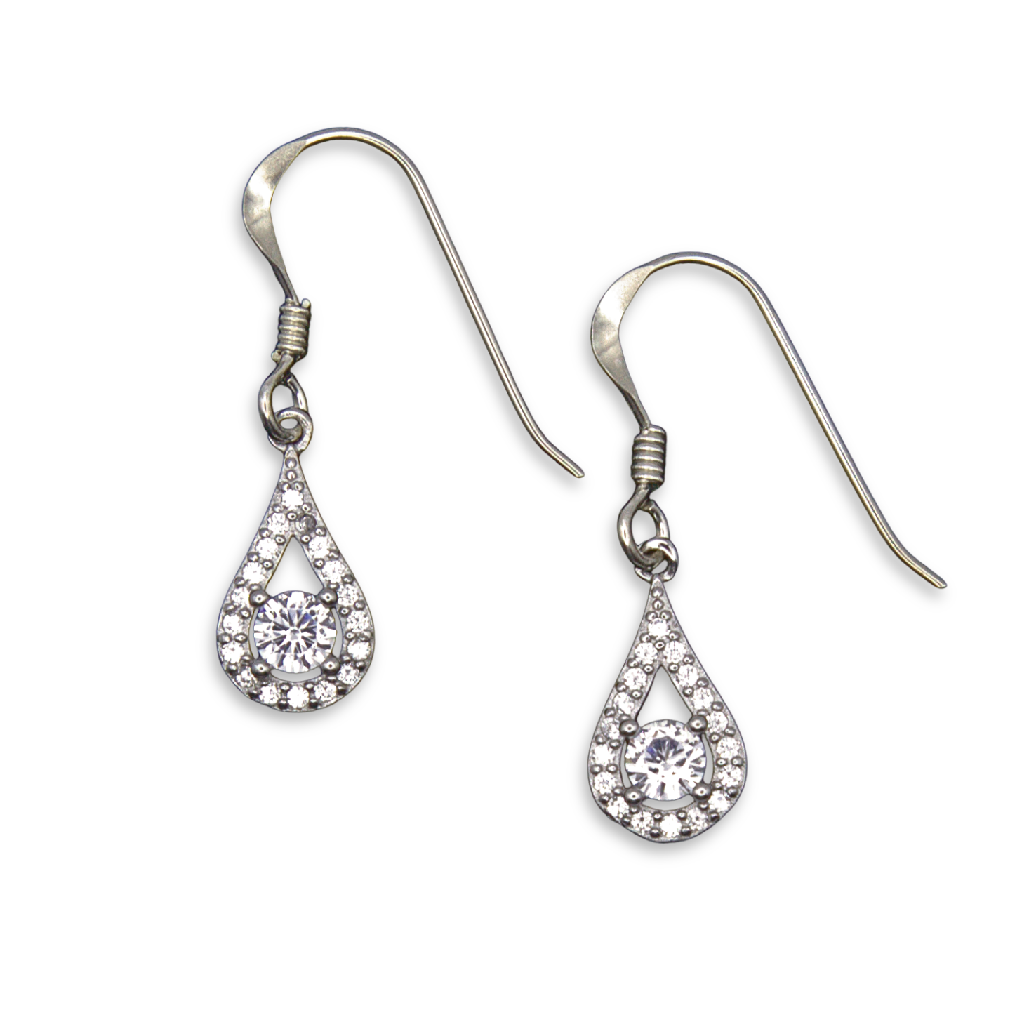 Silver Donna Ricardo Open Teardrop Drop Earrings (DRE9005)