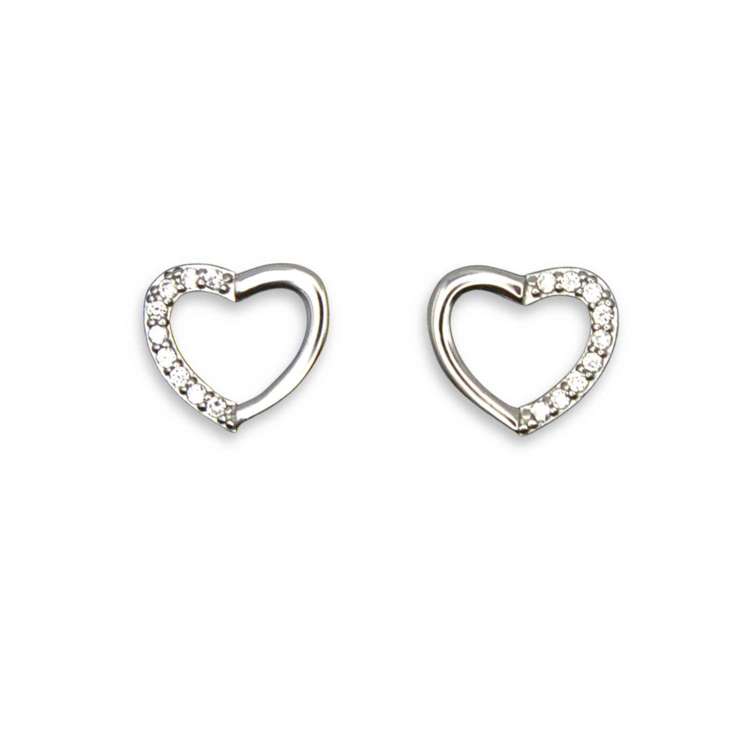 Silver Donna Ricardo Heart Stud Earrings (DRE1003)
