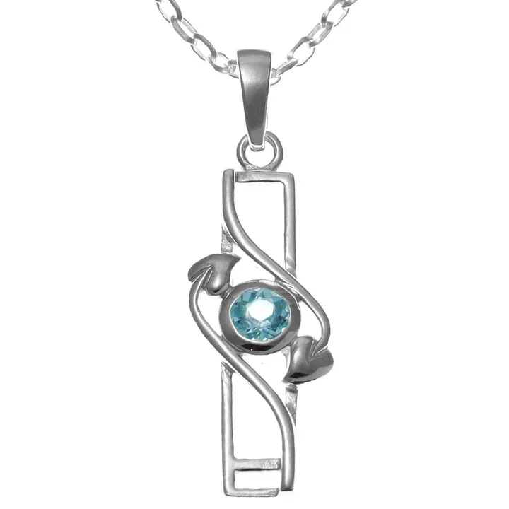 Sterling Silver & Blue Topaz Charles Rennie Mackintosh Column Pendant - 28mm (1).webp