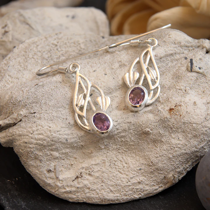 Sterling Silver & Amethsyt Charles Rennie Mackintosh Drop Earrings - 20mm (2).png