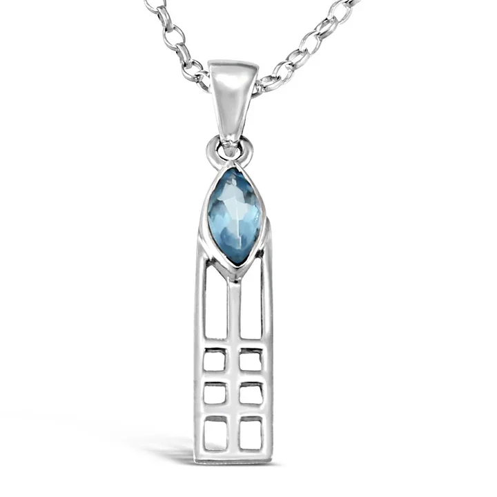 Sterling Silver & Blue Topaz Charles Rennie Mackintosh Column Pendant - 25mm (1).webp