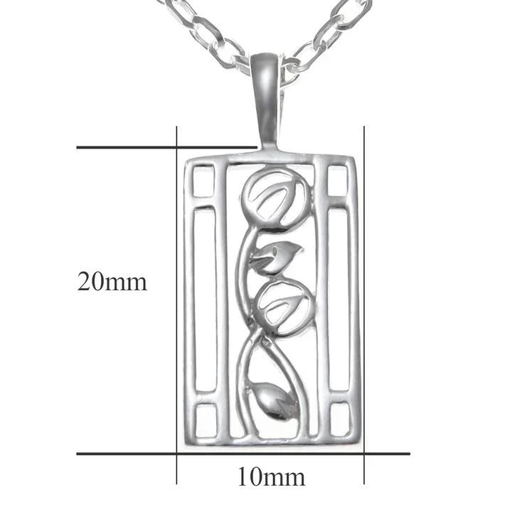 Sterling Silver Charles Rennie Mackintosh Panel Pendant - 20mm (4).webp