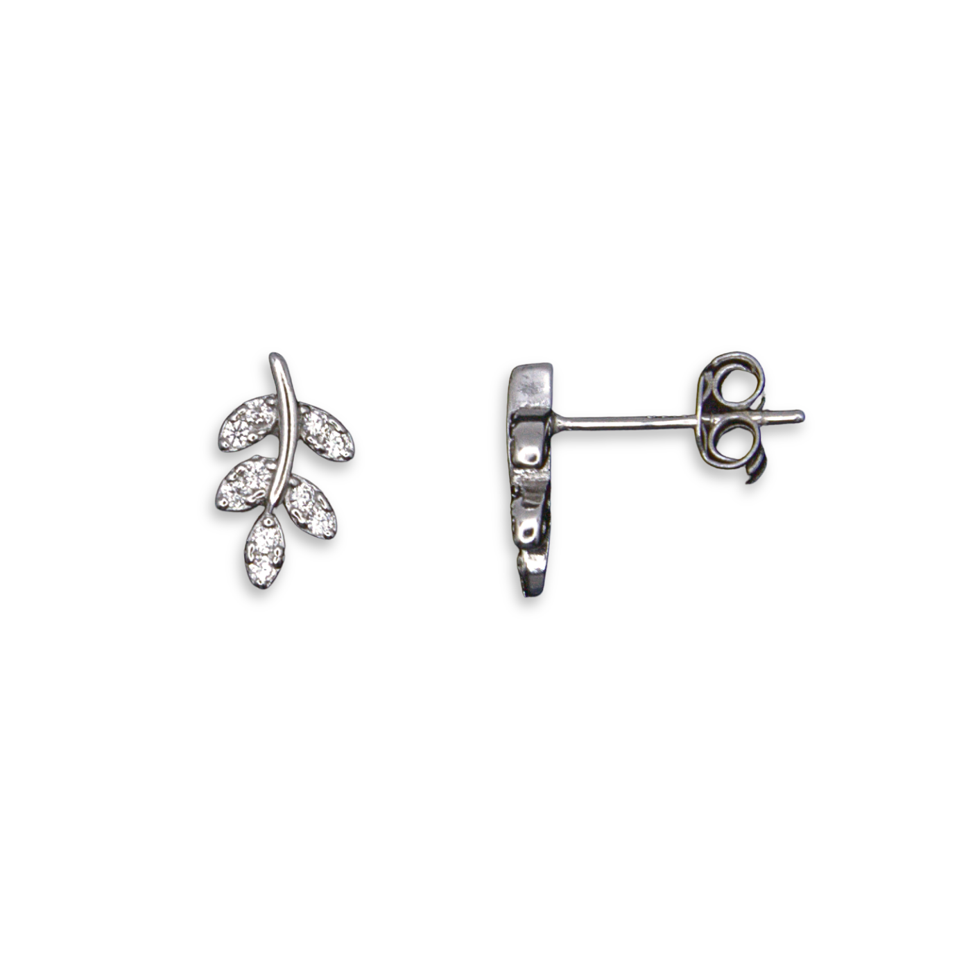 Silver Donna Ricardo Leaf Stud Earrings (DRE9011)
