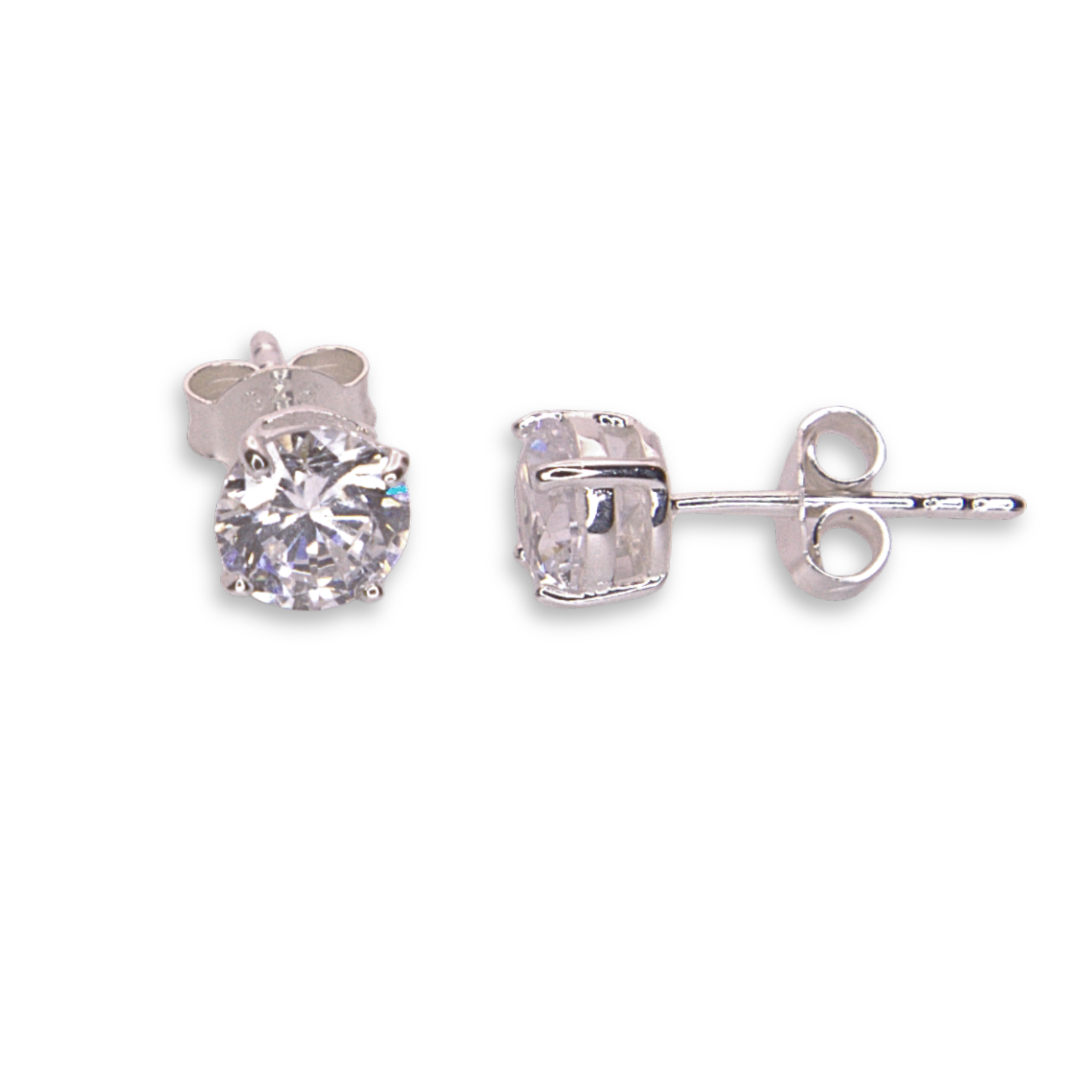 Silver Donna Ricardo 6mm Round Solitaire Stud Earrings (DRE6001)