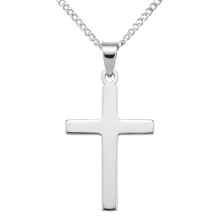 Lightweight Sterling Silver plain polished cross pendant, clean minimalist Latin cross design, 20mm