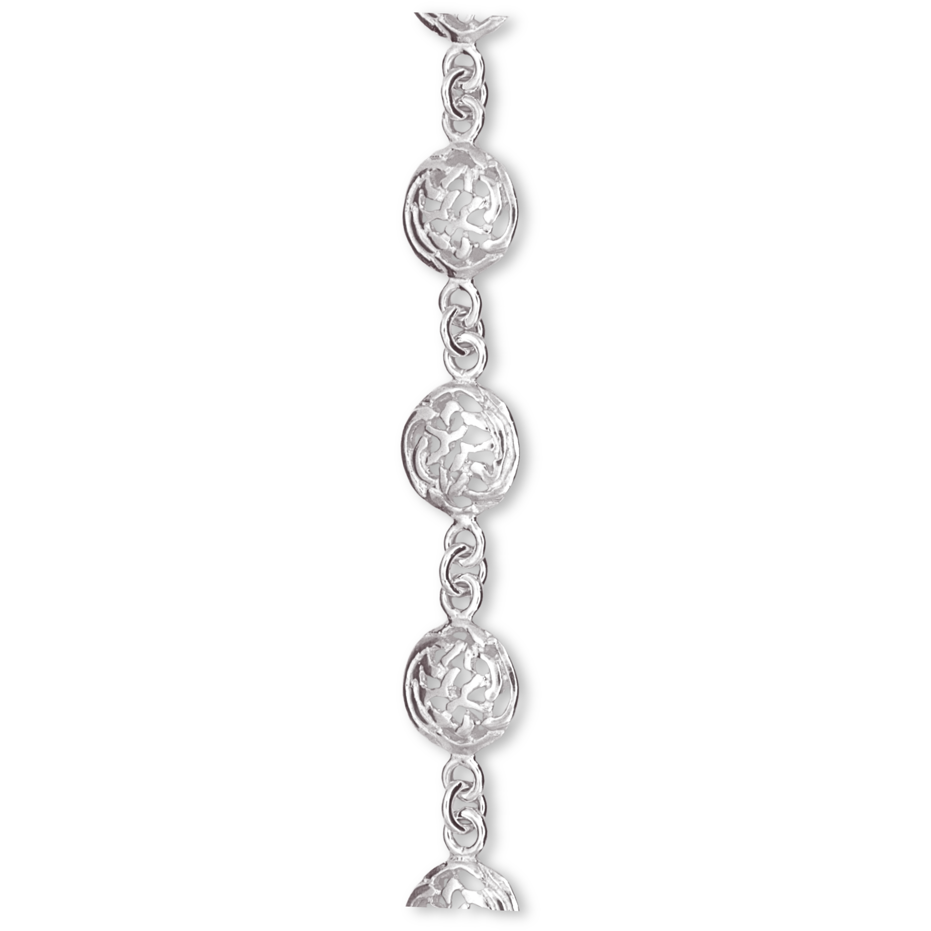 Sterling Silver Celtic Knotwork Bracelet, round interlaced links, link close up shown