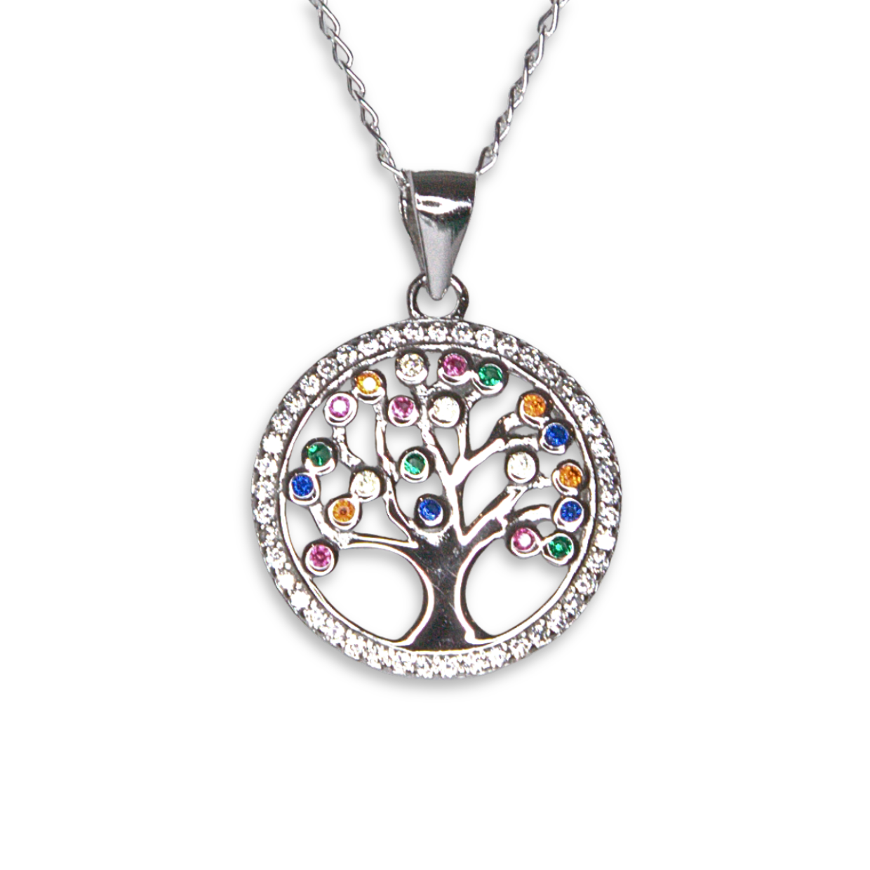 Silver Donna Ricardo Multi-Colour Tree of Life Pendant (DRP5004)
