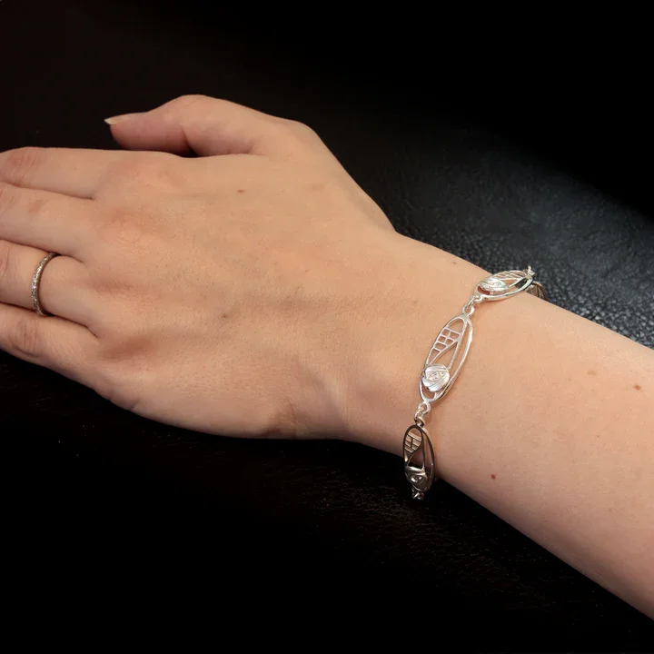 Sterling Silver Charles Rennie Mackintosh Marquise Bracelet - 20cm (3).webp