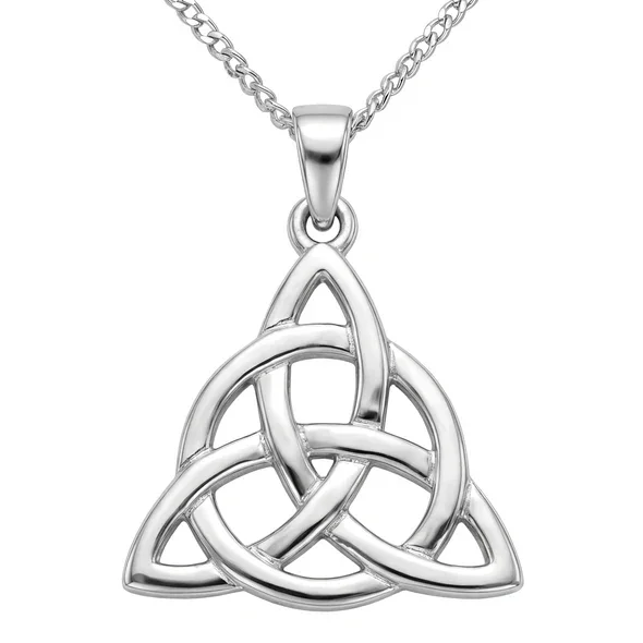 Sterling Silver Celtic Trinity Knot Pendant, triquetra design, high mirror polish.