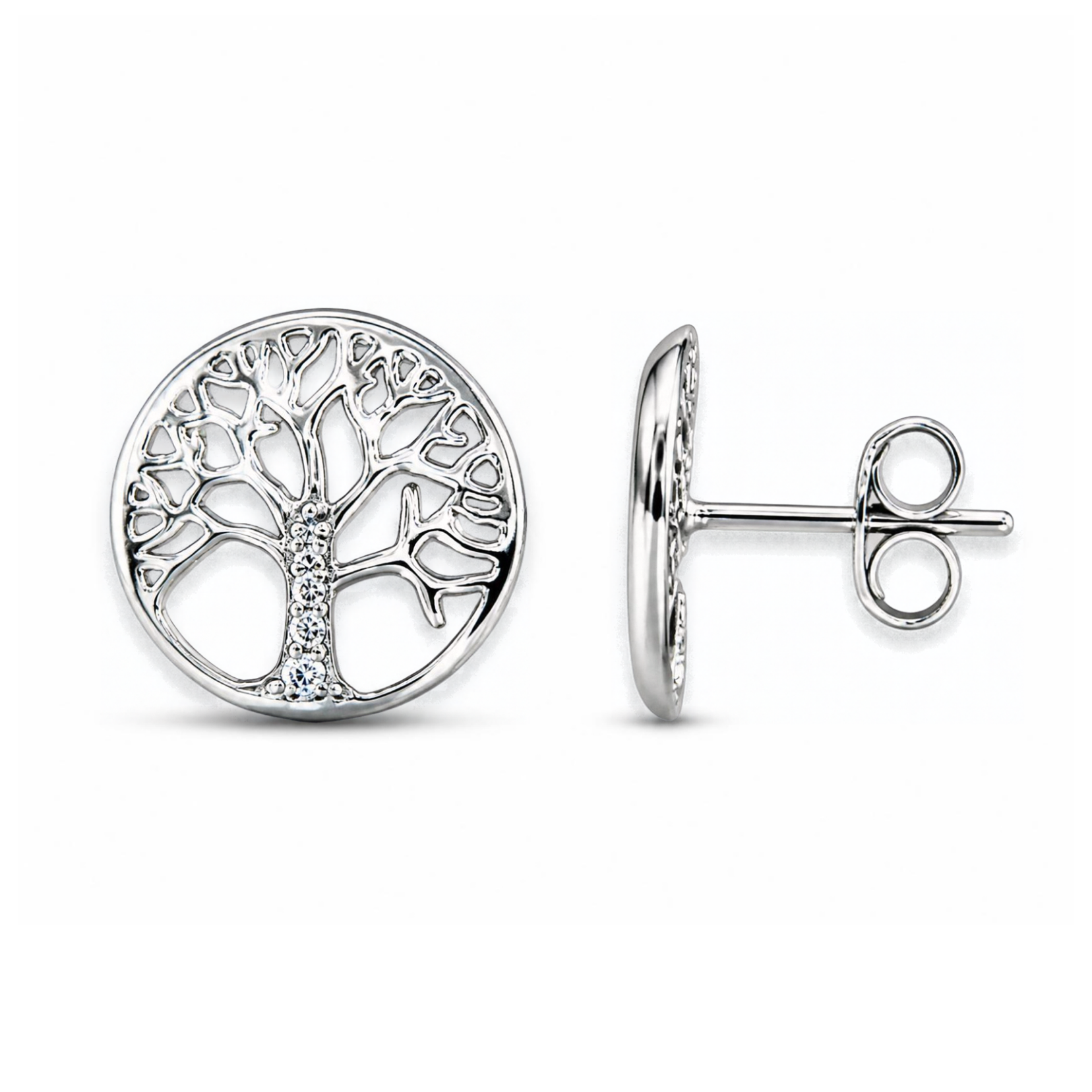 Sterling Silver Tree of Life Stud Earrings, Open Branch Design